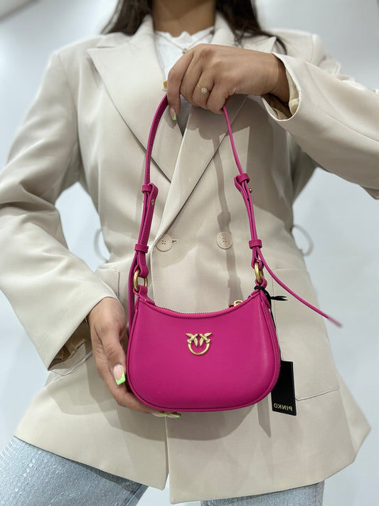 Pinko bag half moon baby vitello seta